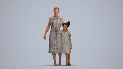 3D scanned girl kids casual, photorealistic archviz people for Enscape and SketchUp, standing pose render