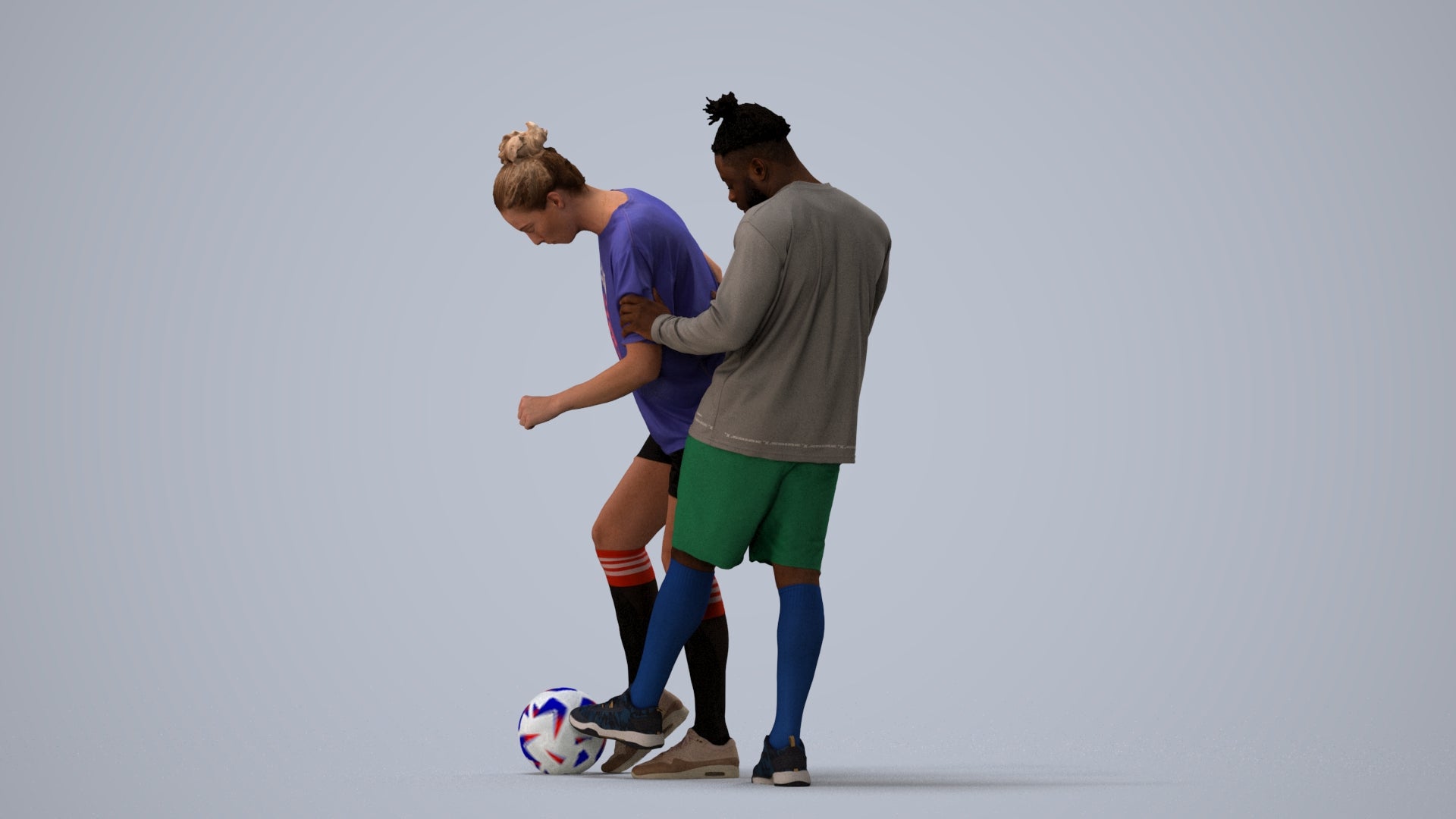 scanned 3D woman sport, photogrammetry people for Enscape and V-Ray, three-quarter view render