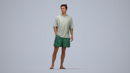 3D scanned man standing casual, photorealistic archviz people for Enscape and SketchUp, top-down view render