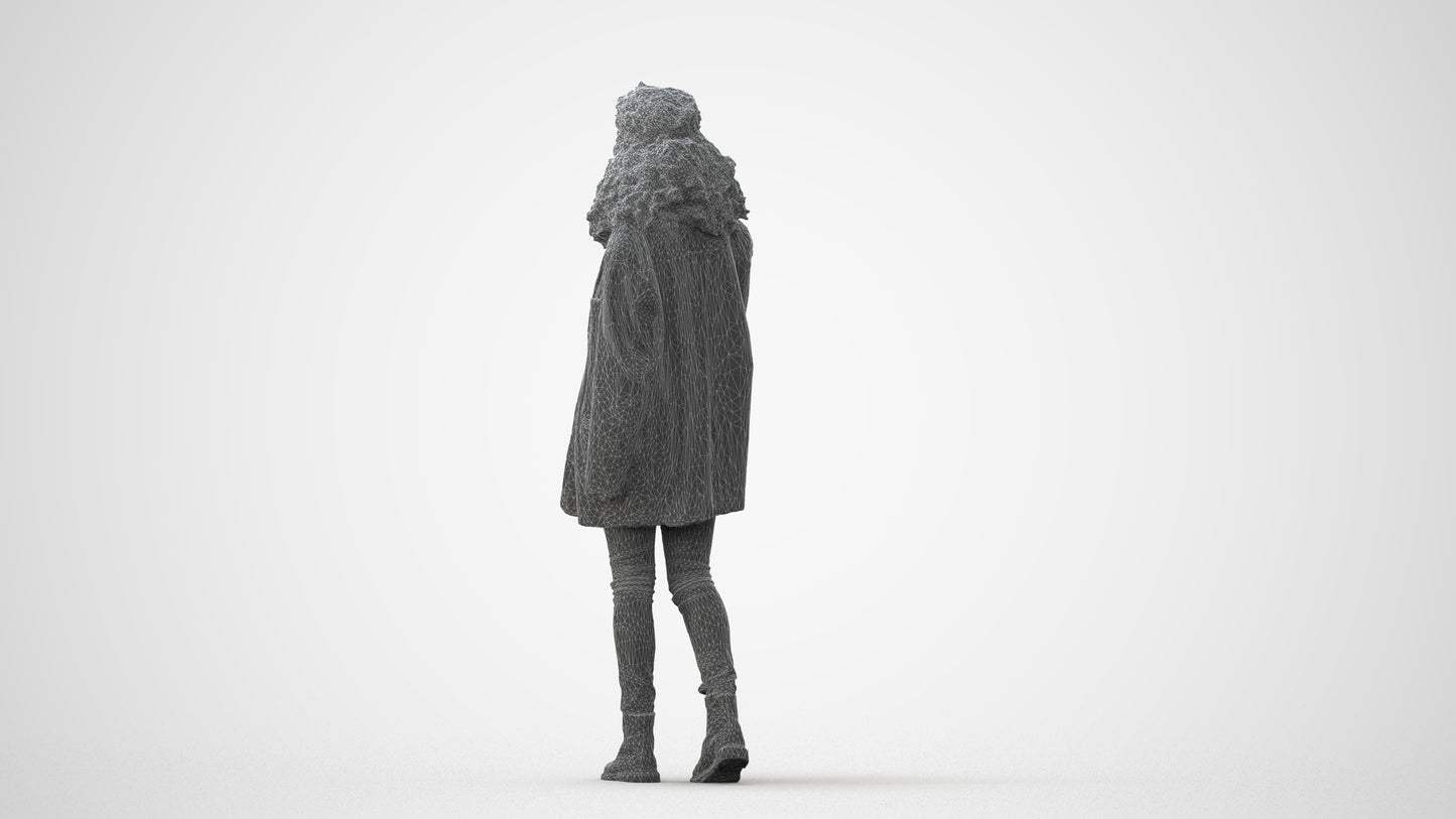 scanned 3D woman casual walking, photogrammetry people for Enscape and V-Ray, square thumbnail