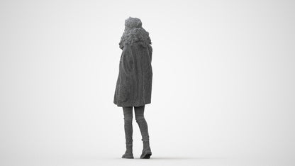 scanned 3D woman casual walking, photogrammetry people for Enscape and V-Ray, square thumbnail