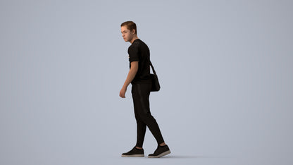 realistic 3D human boy casual kids, archviz people FBX OBJ for Blender, three-quarter view render