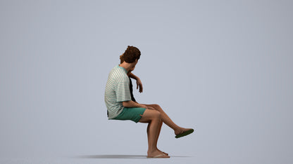 3D human model woman casual couple, photogrammetry scanned person for archviz, side view render