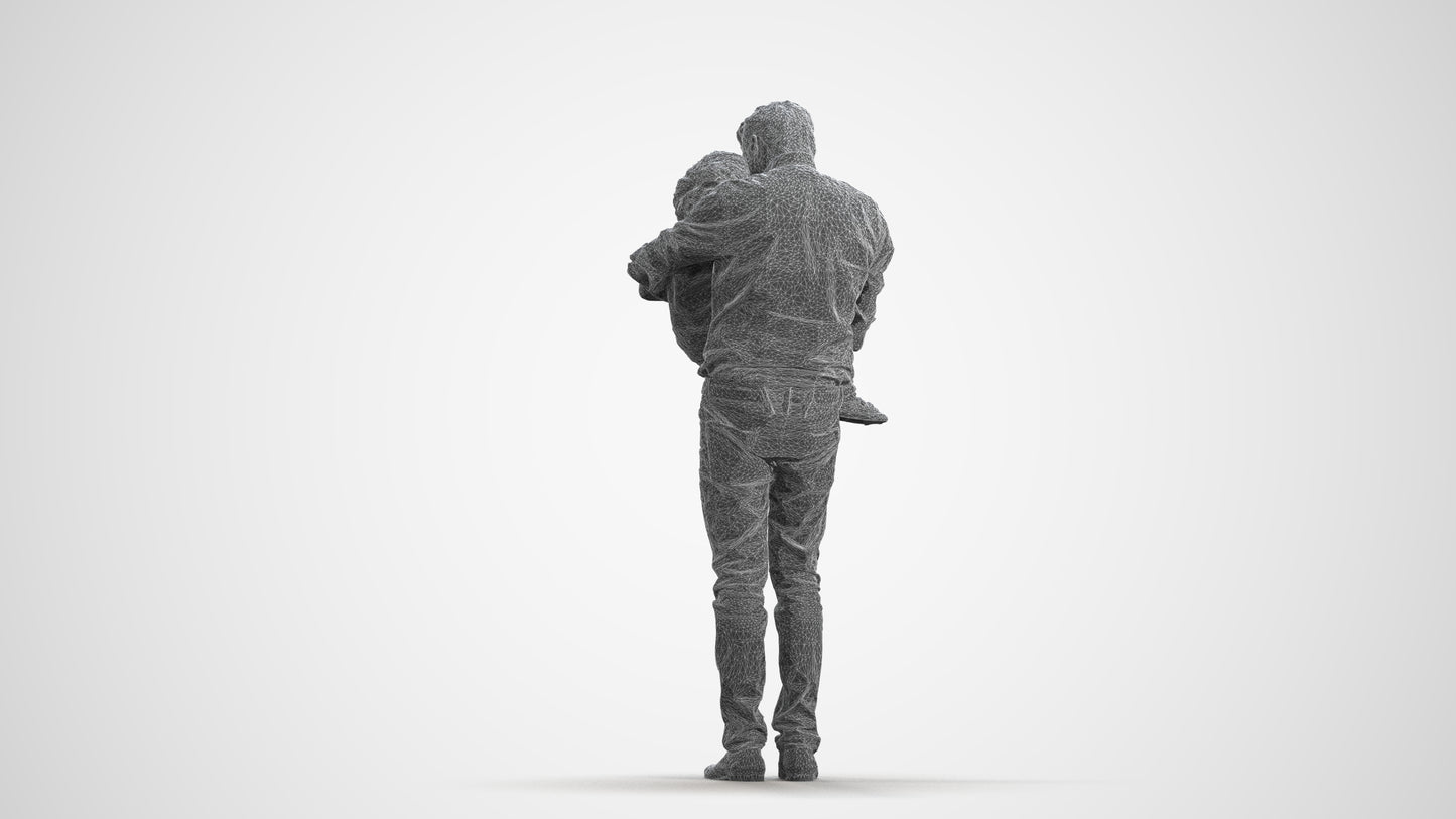 realistic 3D people boy casual kids, render-ready for V-Ray and Corona, FBX OBJ, wireframe front view