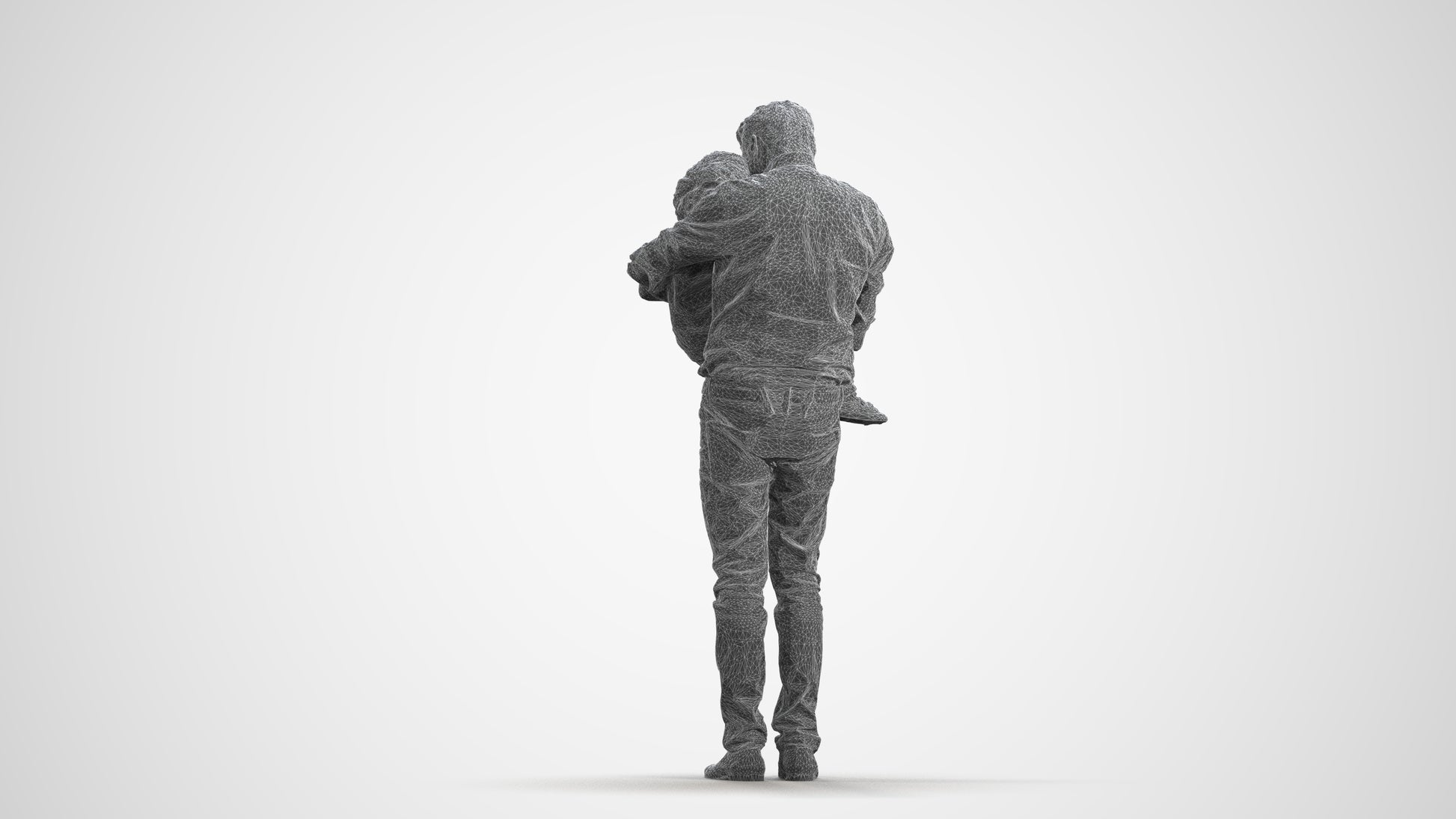 realistic 3D people boy casual kids, render-ready for V-Ray and Corona, FBX OBJ, wireframe front view