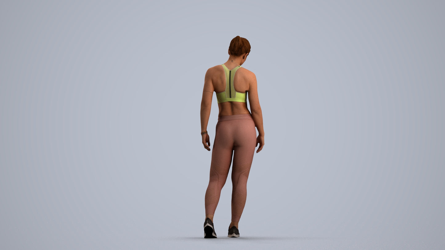 3D people model woman sport, scanned human for 3ds Max rendering, front view render