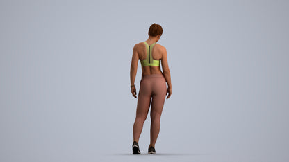 3D people model woman sport, scanned human for 3ds Max rendering, front view render