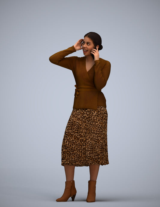 3D people model woman casual standing, scanned human for 3ds Max rendering