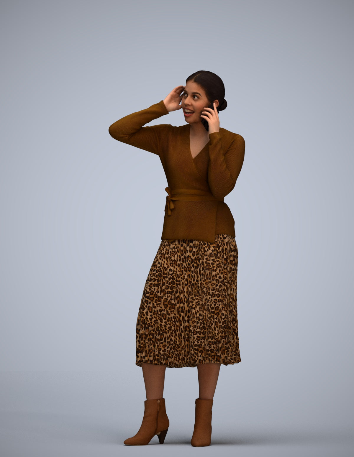 3D people model woman casual standing, scanned human for 3ds Max rendering