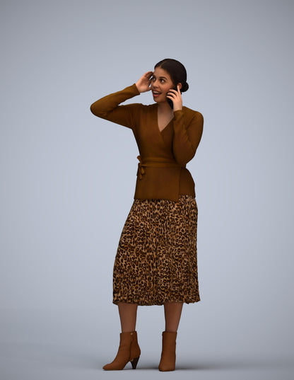 3D people model woman casual standing, scanned human for 3ds Max rendering
