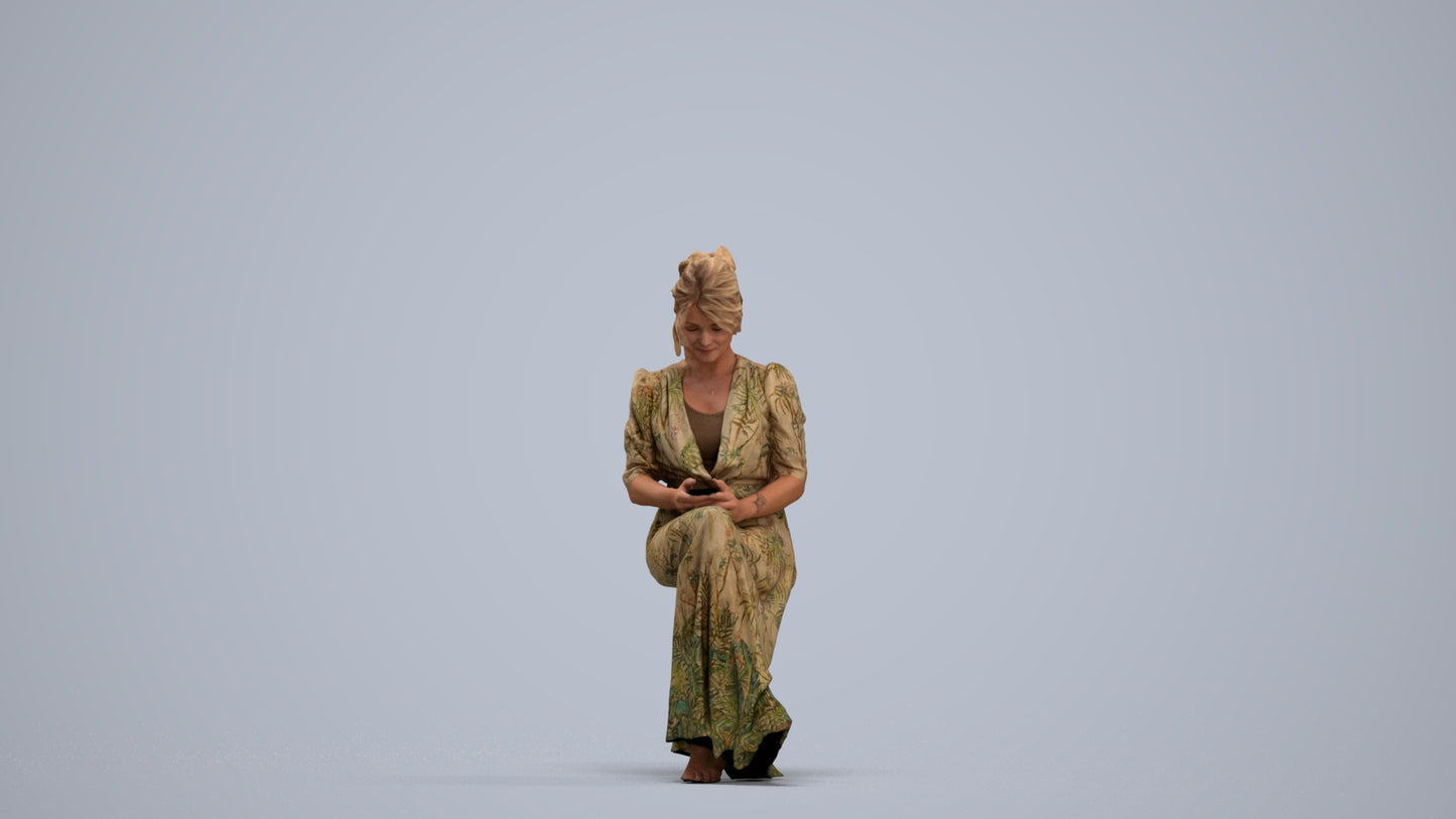 realistic 3D woman casual standing, scanned archviz people for Blender and 3ds Max, standing pose render