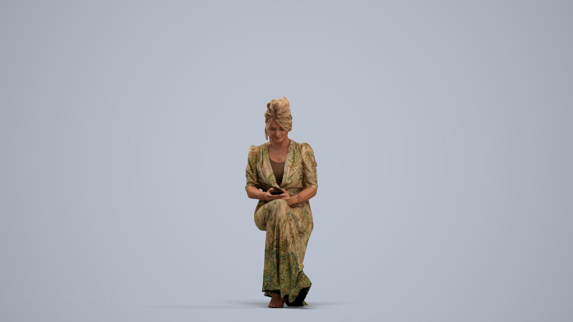 realistic 3D woman casual standing, scanned archviz people for Blender and 3ds Max, standing pose render