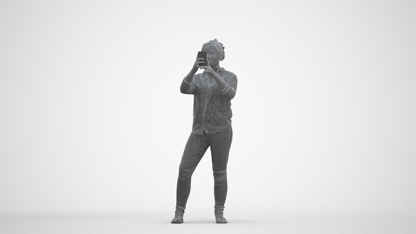 3D people model man casual standing, scanned human for 3ds Max rendering, three-quarter front view render