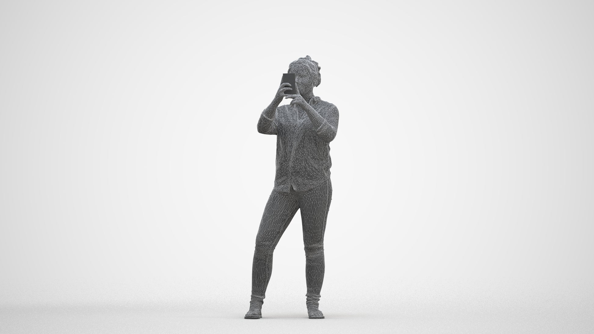 3D people model man casual standing, scanned human for 3ds Max rendering, three-quarter front view render