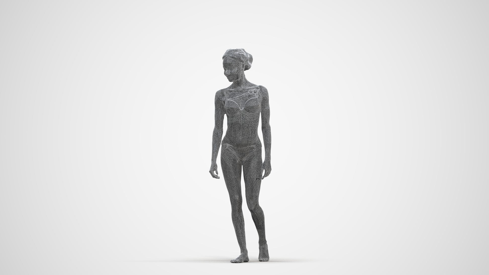 scanned 3D woman pool, photogrammetry people for Enscape and V-Ray, three-quarter front view render