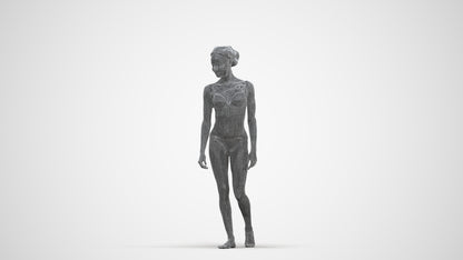 scanned 3D woman pool, photogrammetry people for Enscape and V-Ray, three-quarter front view render