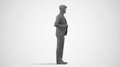 realistic 3D people man business, render-ready for V-Ray and Corona, FBX OBJ, wireframe side view