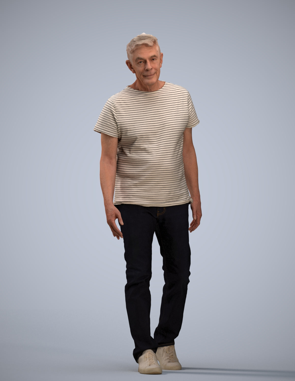 realistic 3D people senior man casual walking, render-ready for V-Ray and Corona, FBX OBJ