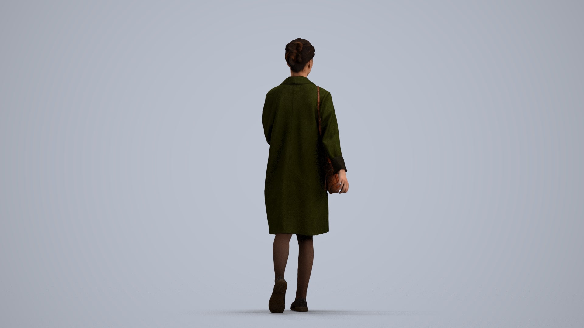 realistic 3D woman casual walking, scanned archviz people for Blender and 3ds Max, front view render