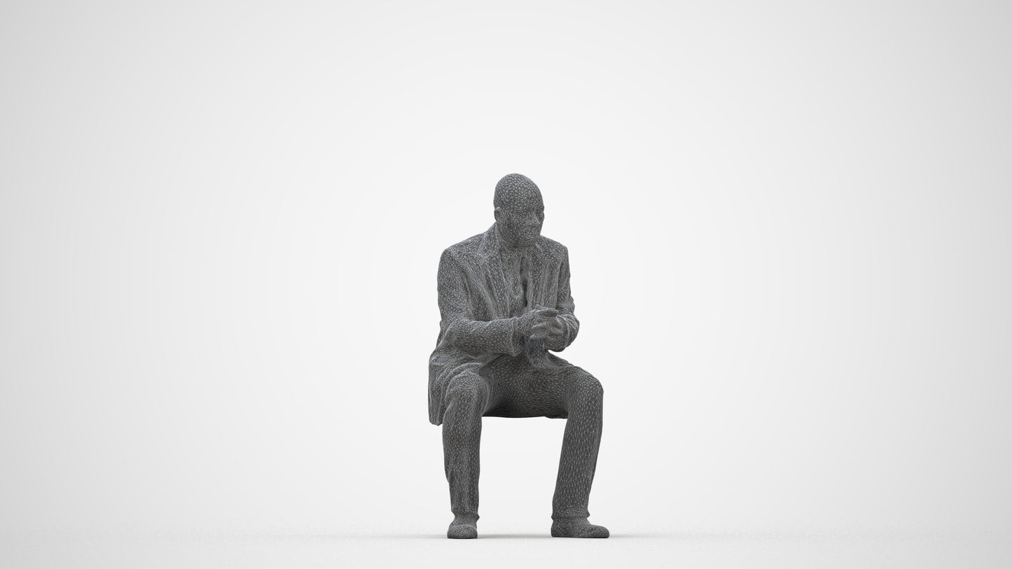 realistic 3D human man business, archviz people FBX OBJ for Blender, wireframe back view