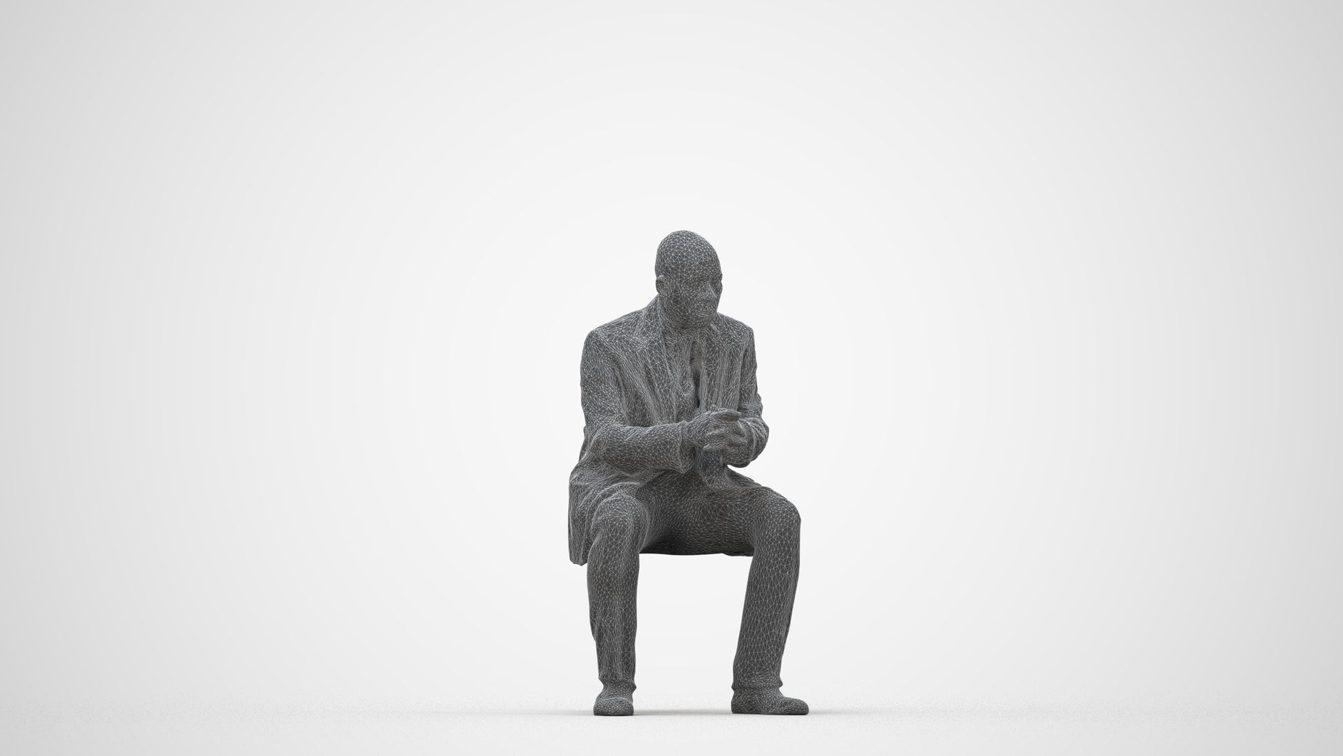 realistic 3D human man business, archviz people FBX OBJ for Blender, wireframe back view