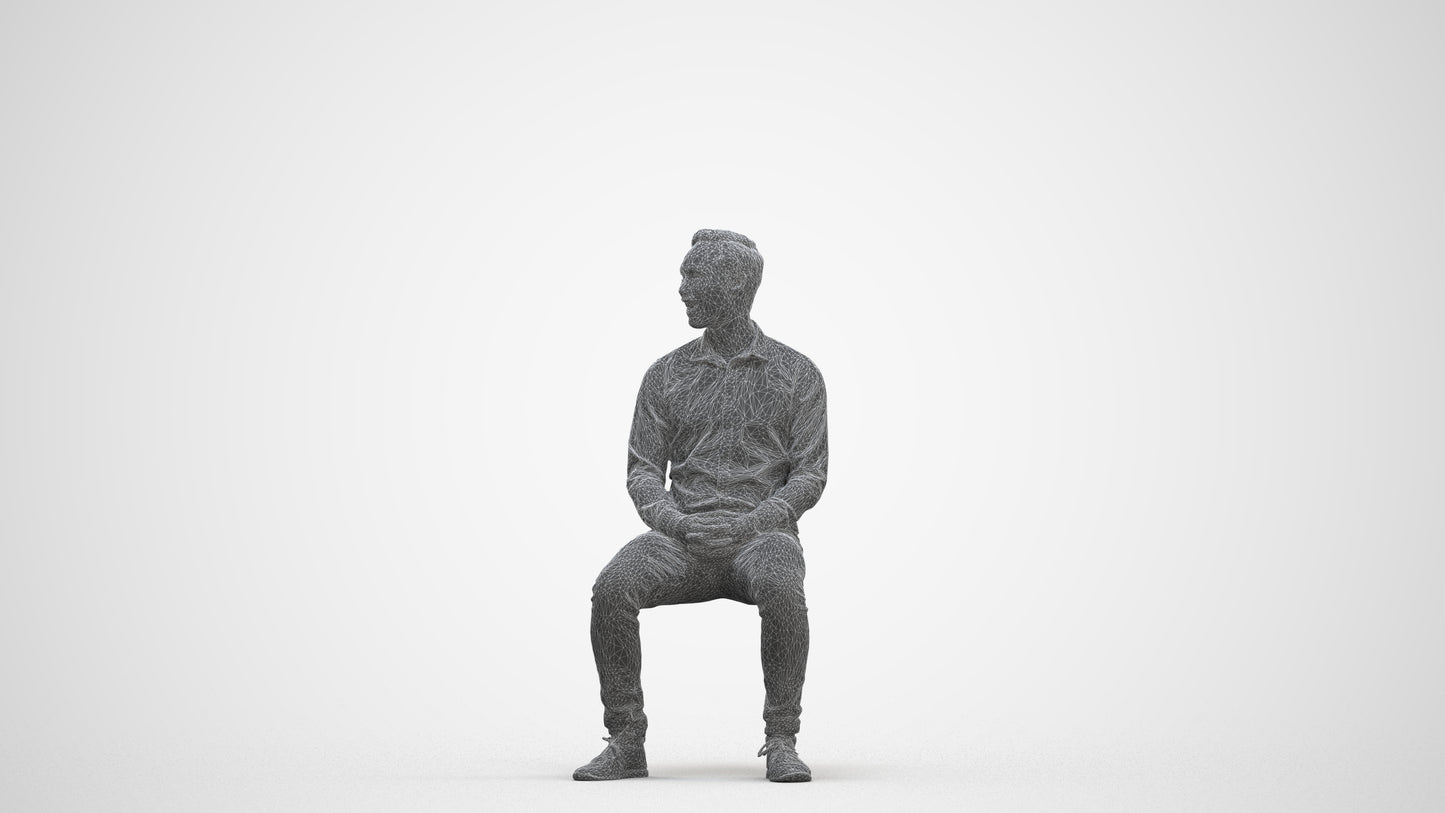 realistic 3D people man casual pool, render-ready for V-Ray and Corona, FBX OBJ, three-quarter front view render