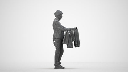 photogrammetry 3D senior woman business shopping, realistic human model archviz FBX, wireframe side view