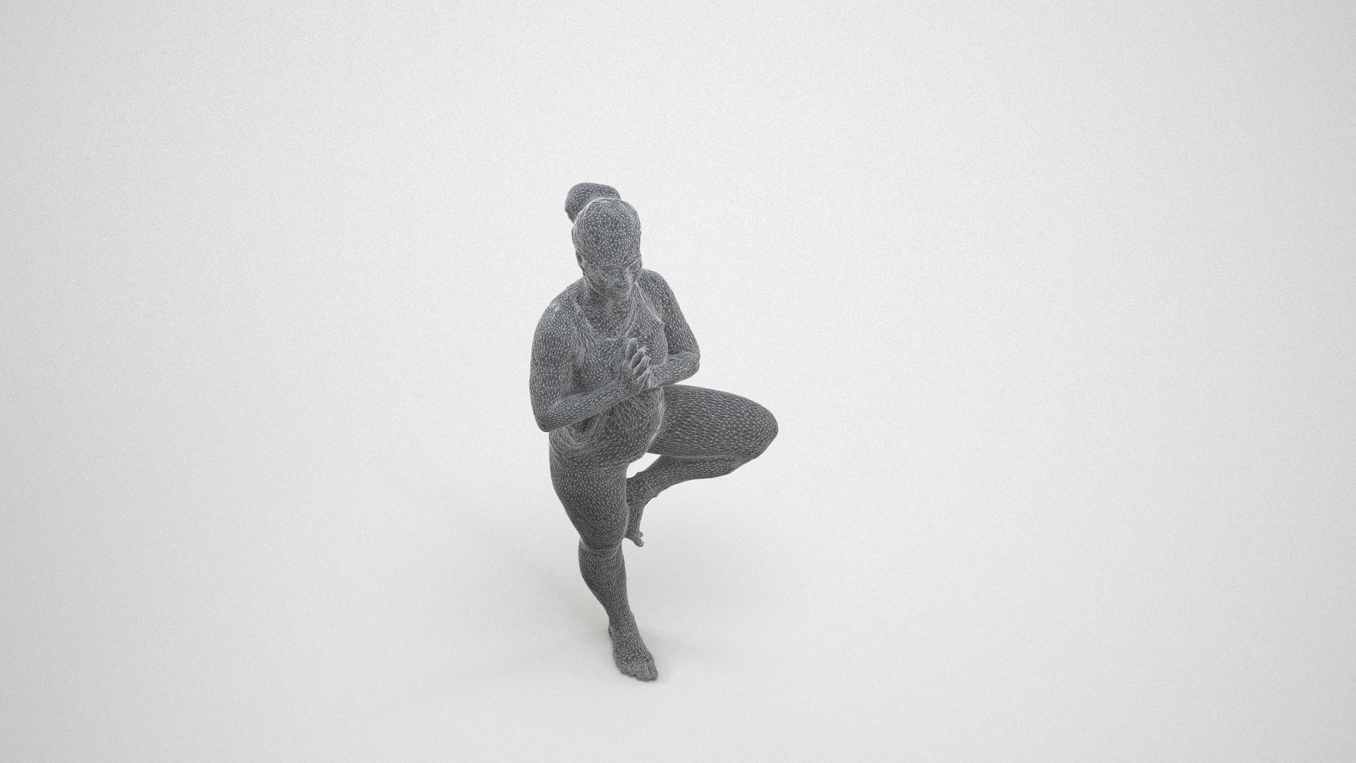 3D scanned woman sport, photorealistic archviz people for Enscape and SketchUp, wireframe three-quarter view