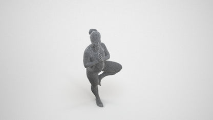 3D scanned woman sport, photorealistic archviz people for Enscape and SketchUp, wireframe three-quarter view