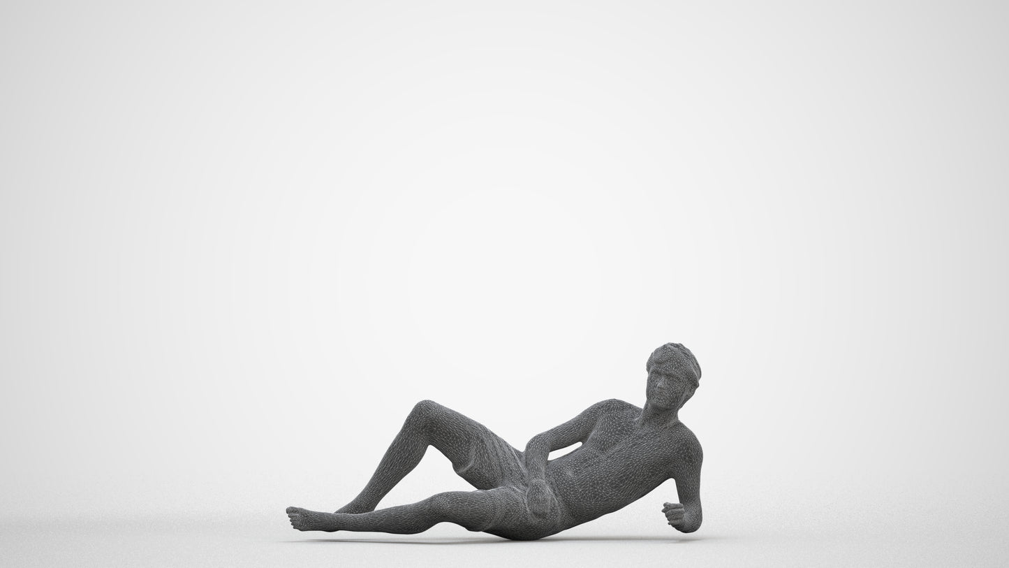 photogrammetry 3D man pool, realistic human model archviz FBX, three-quarter front view render