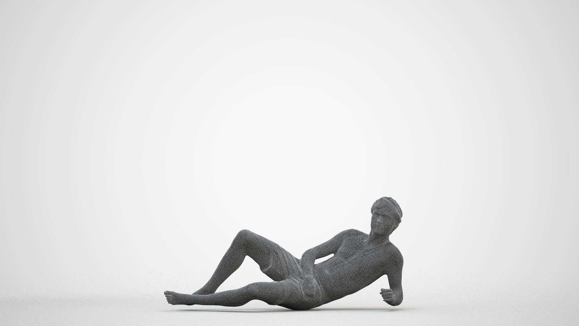 photogrammetry 3D man pool, realistic human model archviz FBX, three-quarter front view render