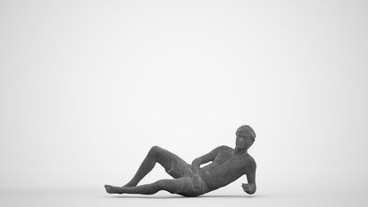 photogrammetry 3D man pool, realistic human model archviz FBX, three-quarter front view render