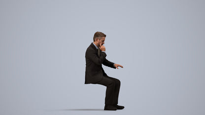 3D people model man business, scanned human for 3ds Max rendering, side view render