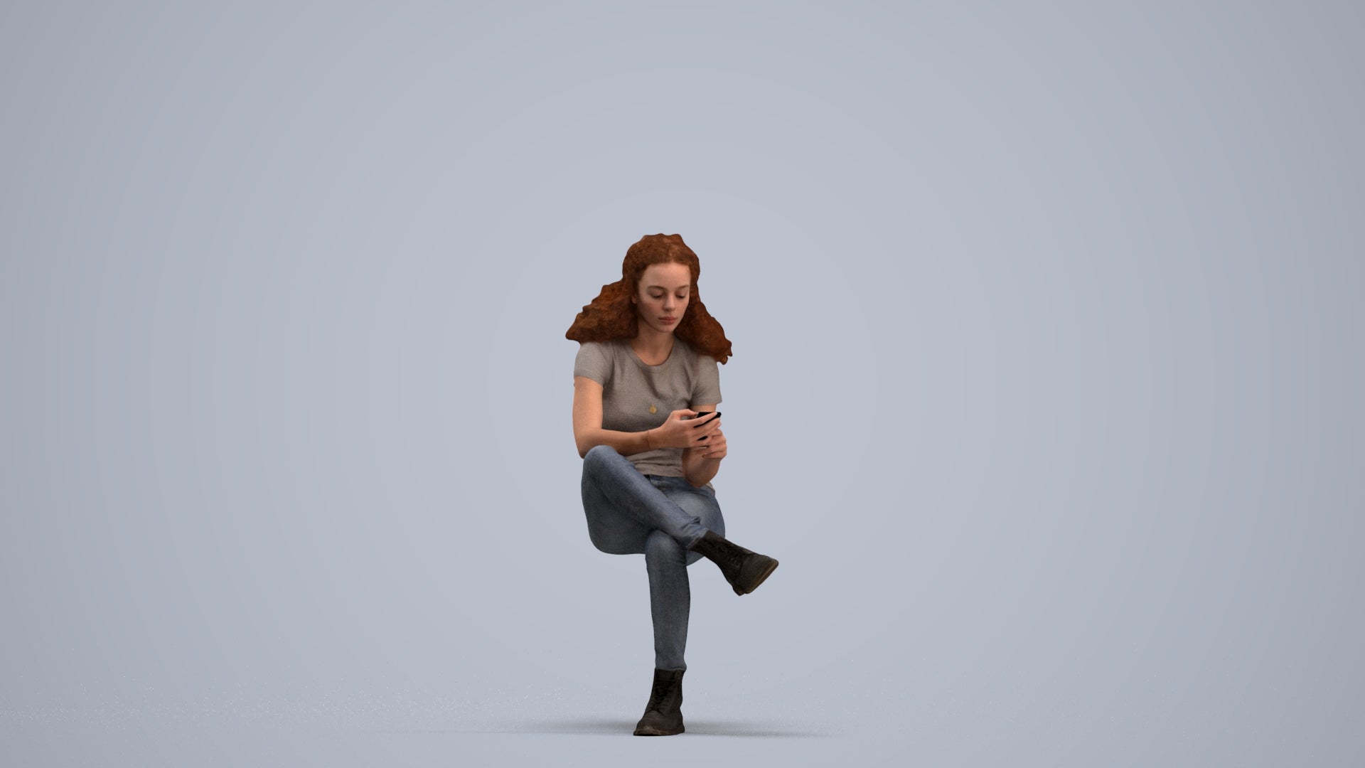 realistic 3D people woman casual sitting, render-ready for V-Ray and Corona, FBX OBJ, standing pose render