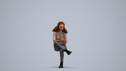 realistic 3D people woman casual sitting, render-ready for V-Ray and Corona, FBX OBJ, standing pose render