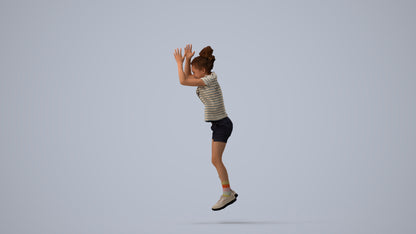 realistic 3D human girl casual kids, archviz people FBX OBJ for Blender, three-quarter view render
