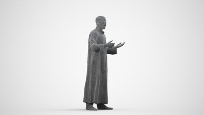 realistic 3D human man standing, archviz people FBX OBJ for Blender, wireframe side view