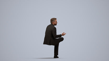 3D people model man business, scanned human for 3ds Max rendering, side view render