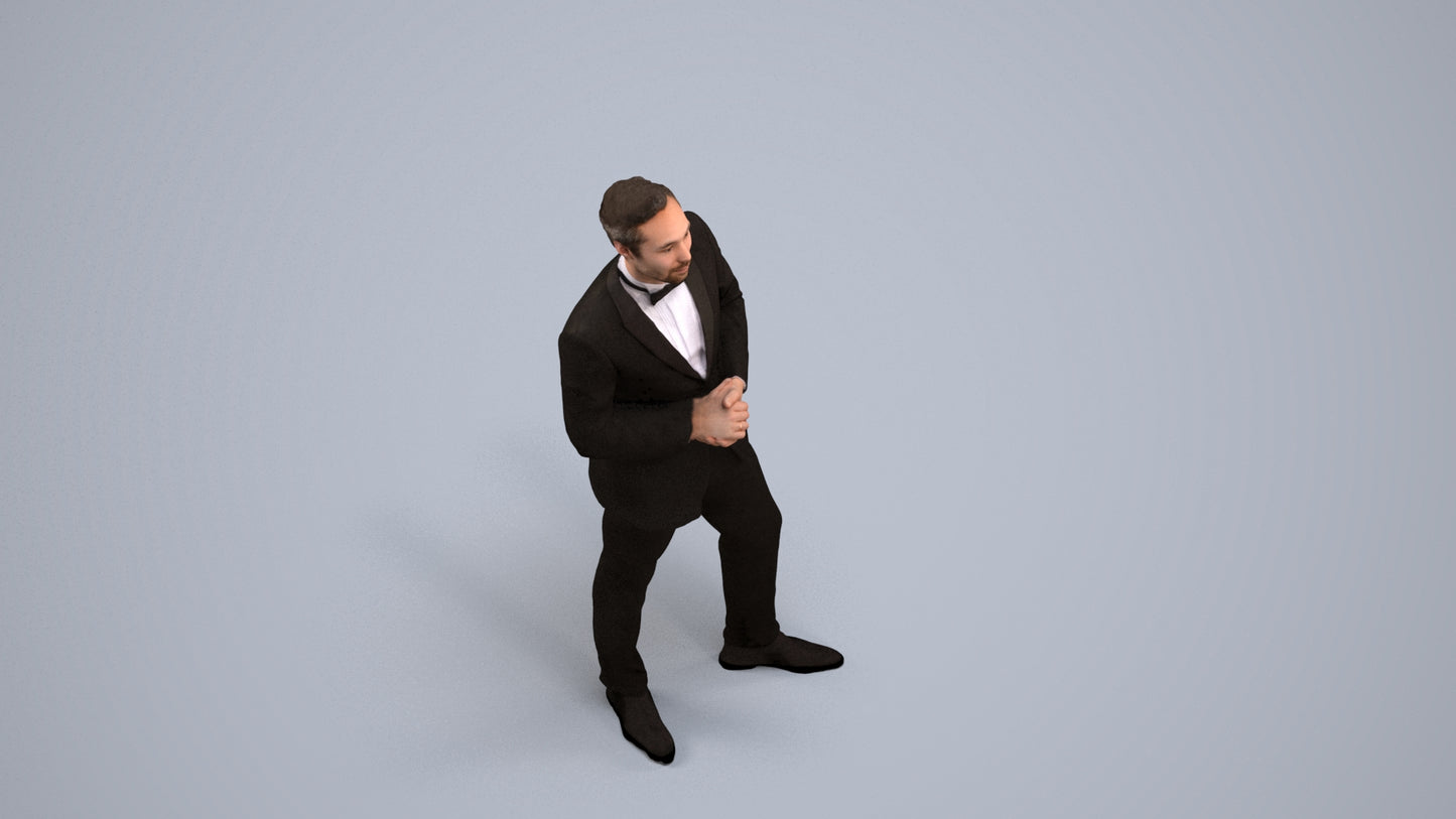 realistic 3D people man formal formalaffairs, render-ready for V-Ray and Corona, FBX OBJ, back view render