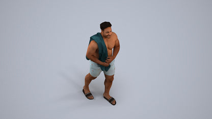 scanned 3D man pool, photogrammetry people for Enscape and V-Ray, back view render