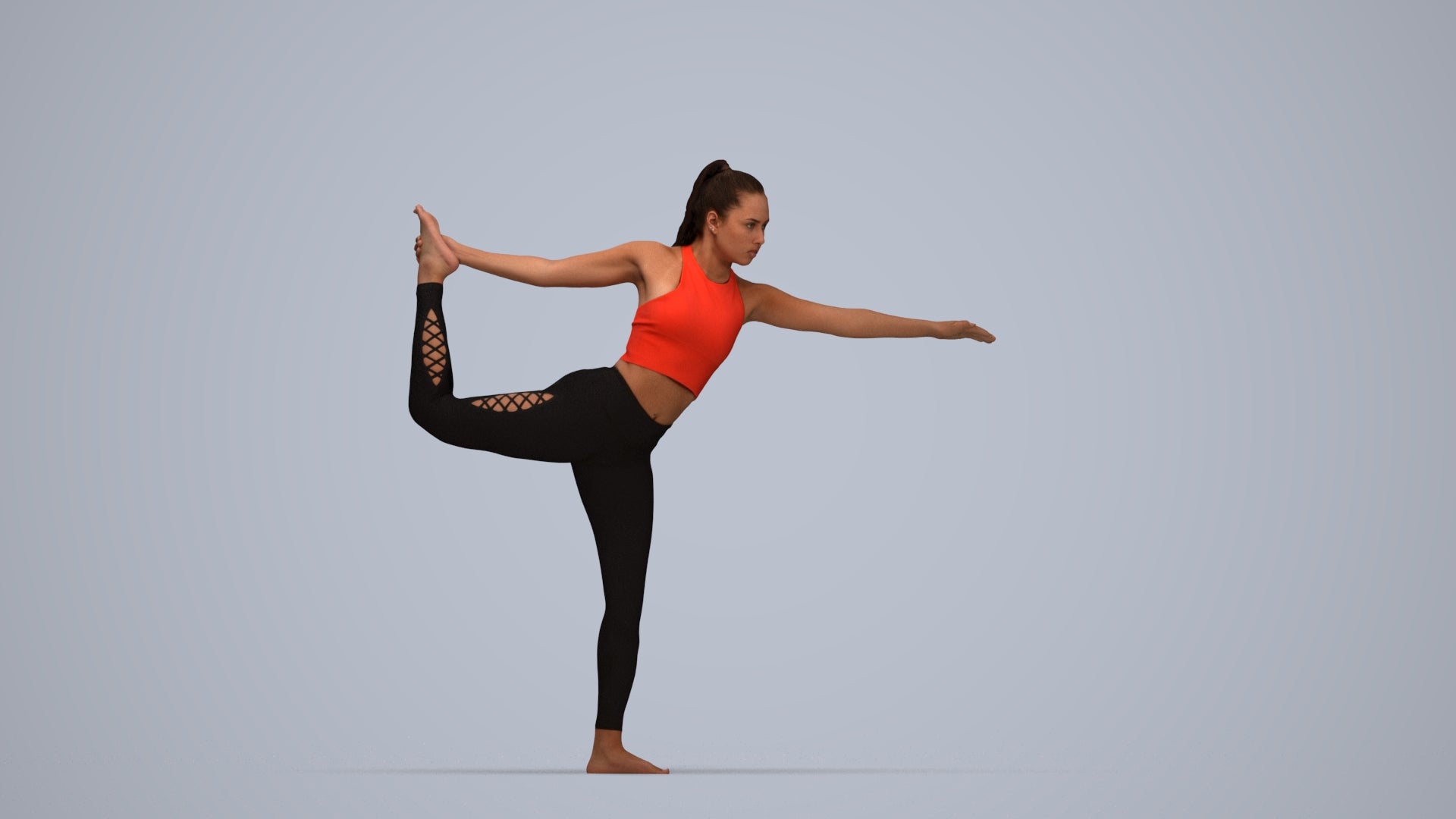 3D scanned woman sport, photorealistic archviz people for Enscape and SketchUp, top-down view render