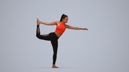 3D scanned woman sport, photorealistic archviz people for Enscape and SketchUp, top-down view render