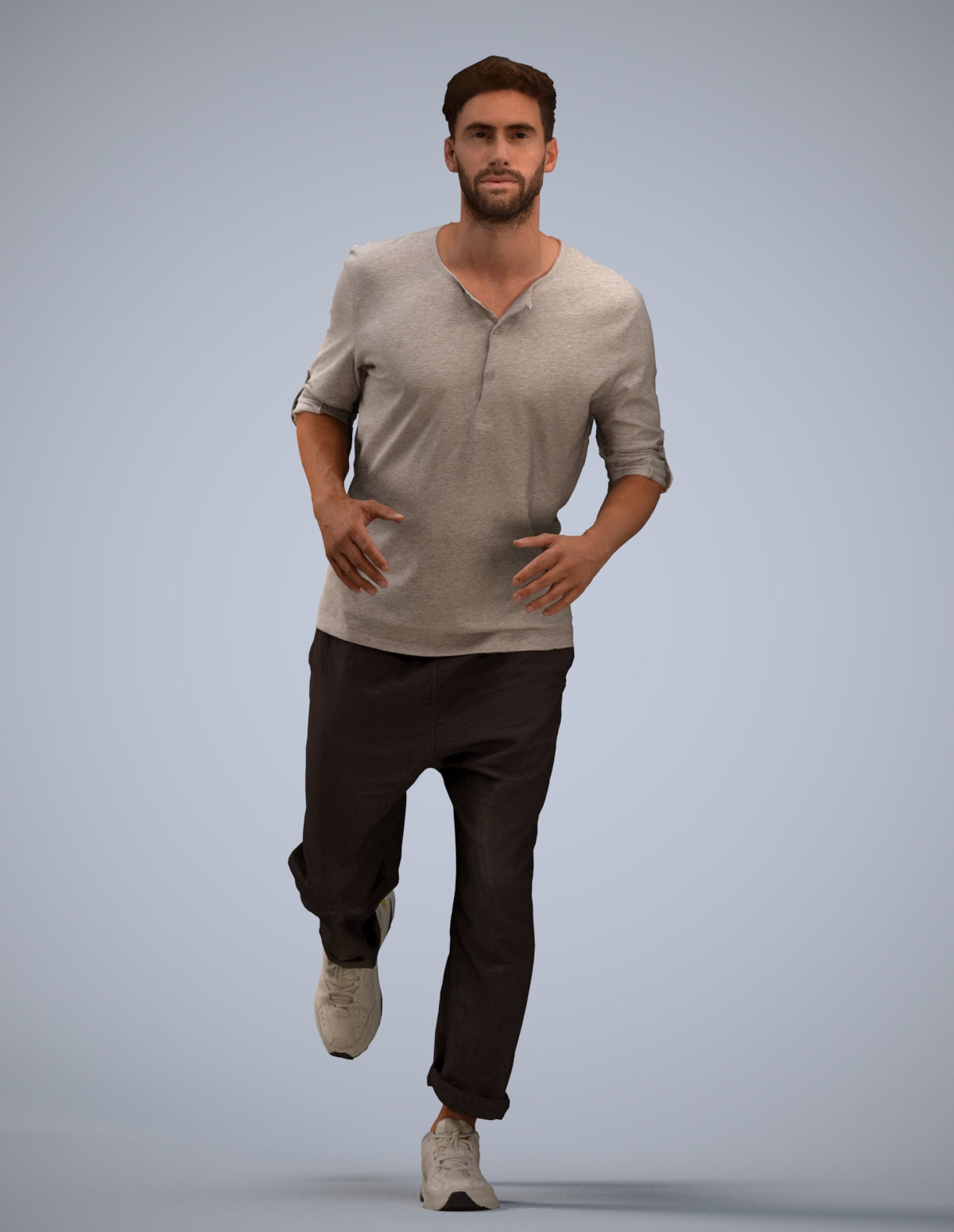 scanned 3D man casual sport, photogrammetry people for Enscape and V-Ray