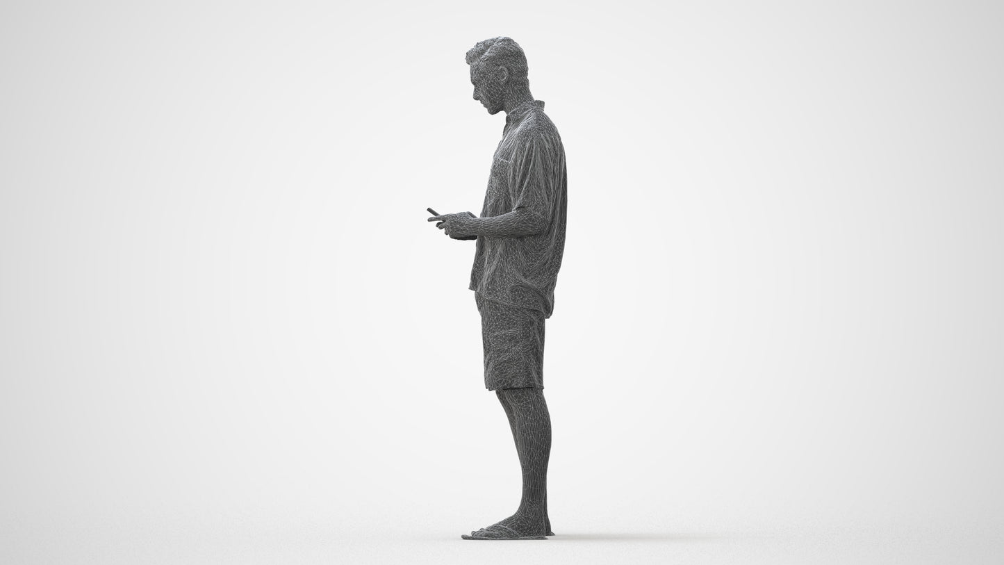 3D human model man casual standing, photogrammetry scanned person for archviz, square thumbnail