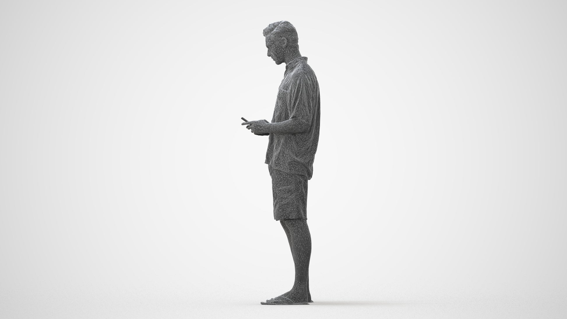 3D human model man casual standing, photogrammetry scanned person for archviz, square thumbnail