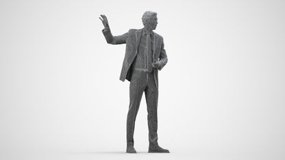 3D scanned man shopping business, photorealistic archviz people for Enscape and SketchUp, wireframe side view