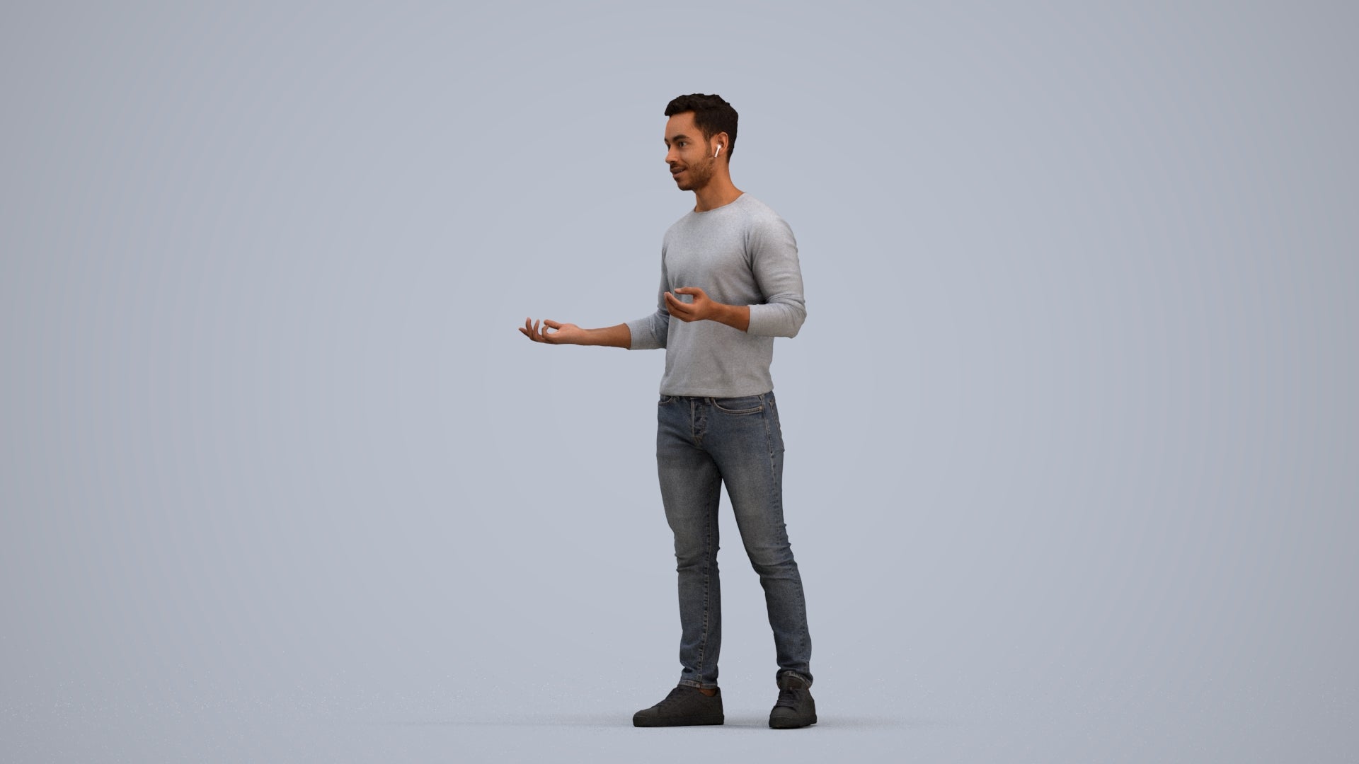 realistic 3D man casual standing, scanned archviz people for Blender and 3ds Max, standing pose render