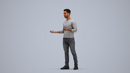 realistic 3D man casual standing, scanned archviz people for Blender and 3ds Max, standing pose render