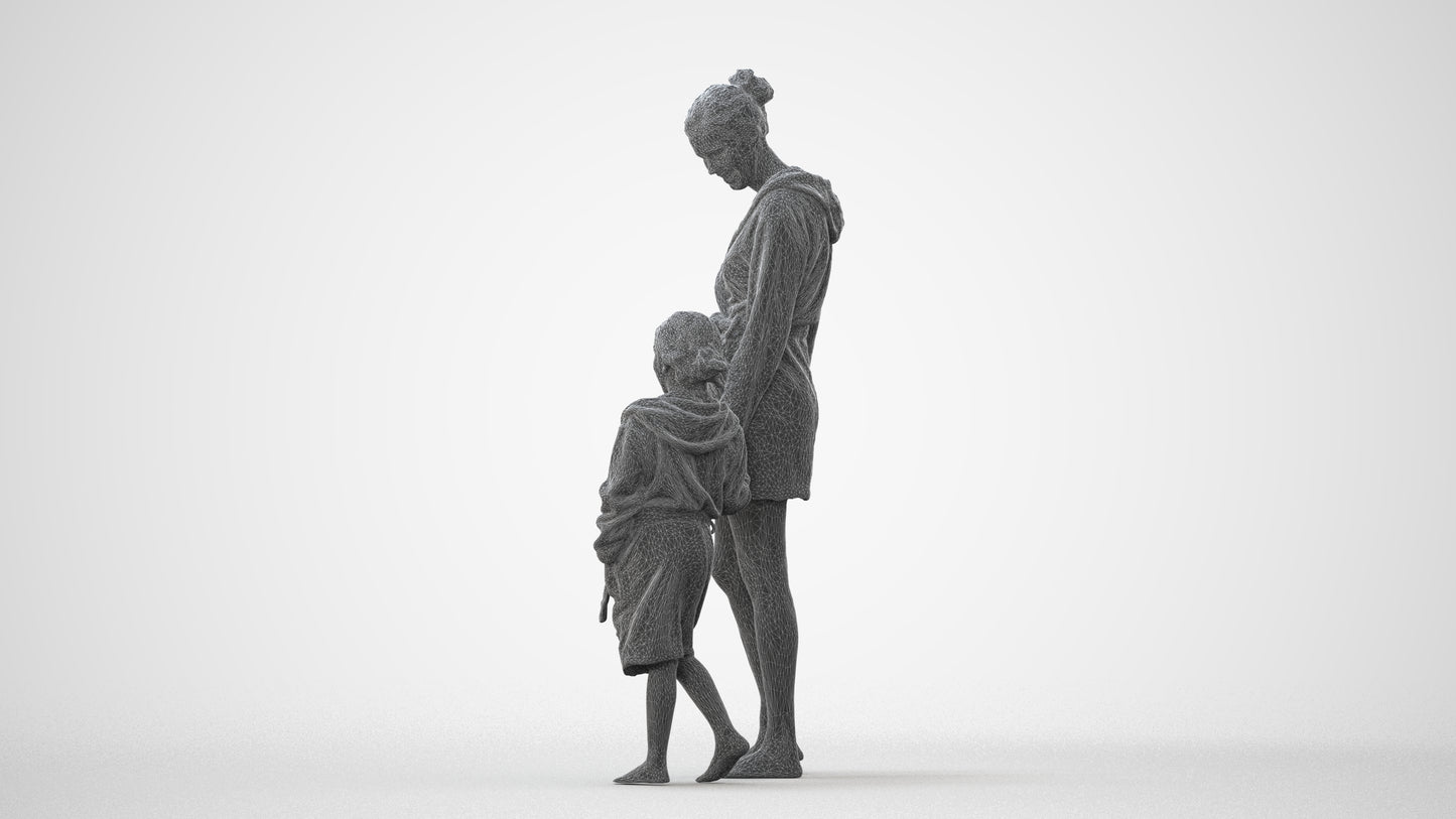 realistic 3D human girl casual kids, archviz people FBX OBJ for Blender, square thumbnail