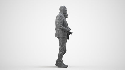 3D people model senior woman business couple, scanned human for 3ds Max rendering, wireframe side view
